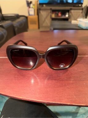 CHANEL Brown Square Oversized Sunglasses with Gradient Lenses